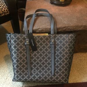 Tahari NWT gray tote bag with adjustable Handles. Zipped inside pocket. Canvas